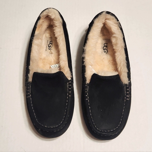 UGG Ansley Suede Slip On Loafer Slippers Black Size 6 - Picture 6 of 11